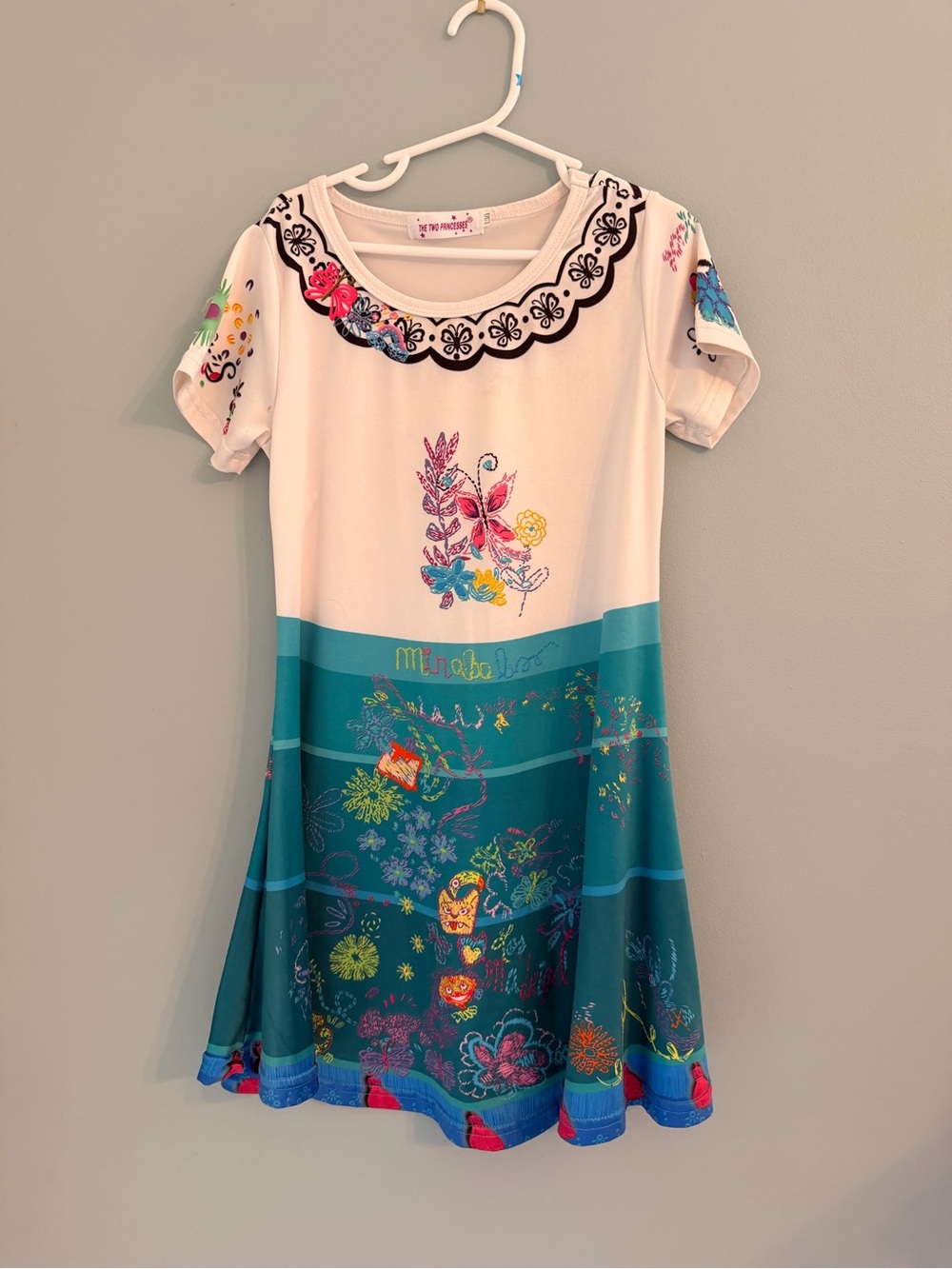 Girls Teal & White Floral Swing Dress - Encanto inspired